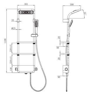 Душевая стойка AQUAme AQM8003W с термостатом белый матовый